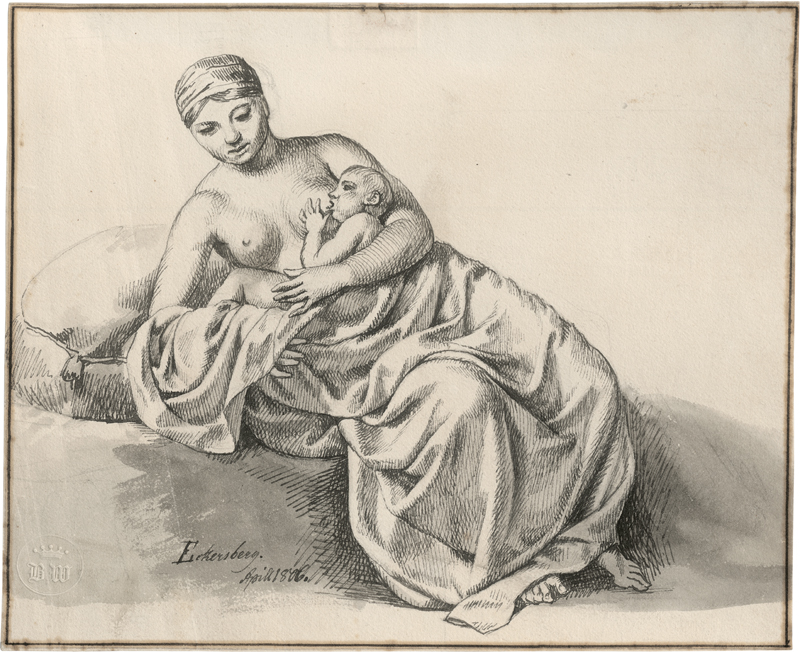 Lot 6634, Auction  127, Eckersberg, Christoffer Wilhelm, Liegende Mutter mit Kind