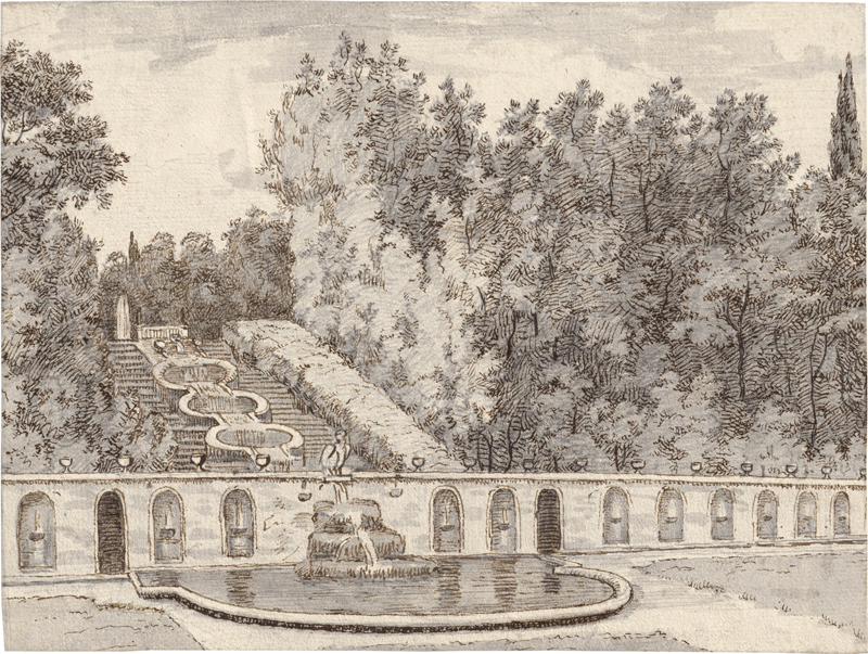 Lot 6647, Auction  127, Rehberg, Friedrich, Brunnenanlage in einem italienischen Garten