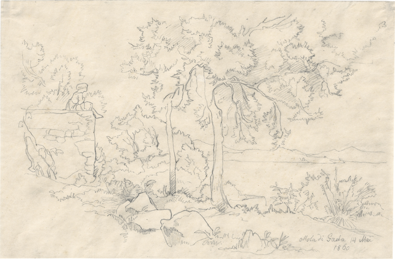 Lot 6652, Auction  127, Preller d. Ä., Friedrich, Küstenlandschaft bei Mola di Gaeta