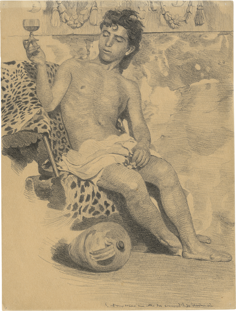 Lot 6711, Auction  127, Deutsch oder Französisch, frühes 20. Jh. "Bacchus" - Italienischer Jüngling mit Weinkelch auf einem Leopardenfell