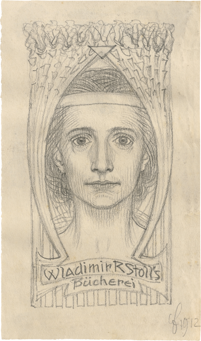 Lot 6731, Auction  127, Fidus, "Wladimir R. Stolls / Bücherei": Exlibris-Entwurf. 