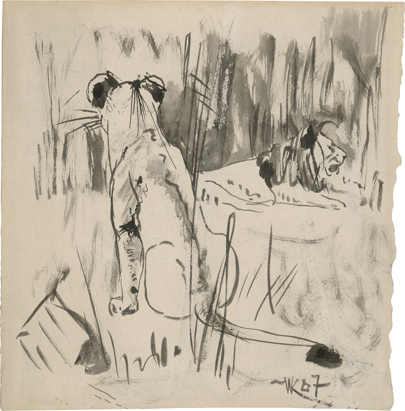 Lot 6740, Auction  127, Kuhnert, Wilhelm, Rastendes Löwenpaar
