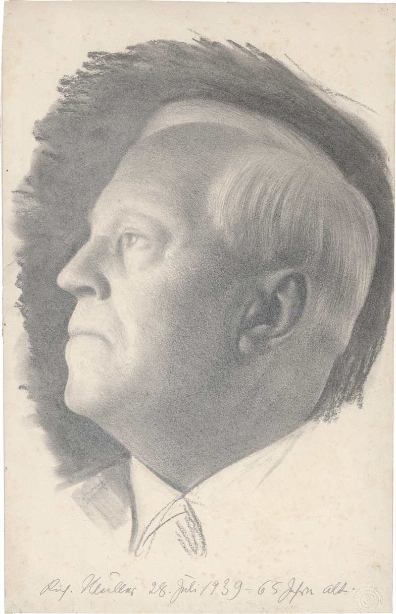Lot 6748, Auction  127, Müller, Richard, Selbstbildnis im Profil, nach links, am 65. Geburtstag