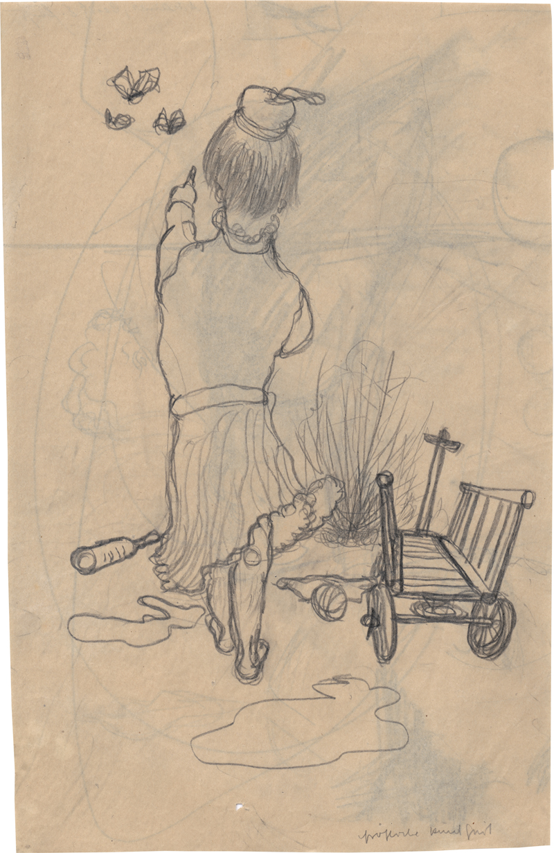 Lot 6935, Auction  127, Rainer, Arnulf, Fröhliche Kindheit (Mädchen mit Leiterwagen)