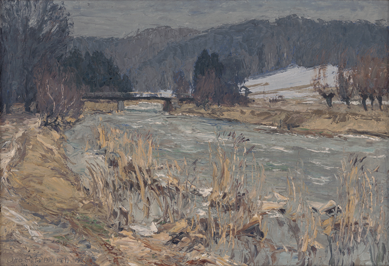 Lot 7020, Auction  127, Altenkirch, Otto, Schafbrücke (Freiberger Mulde bei Hochwasser)