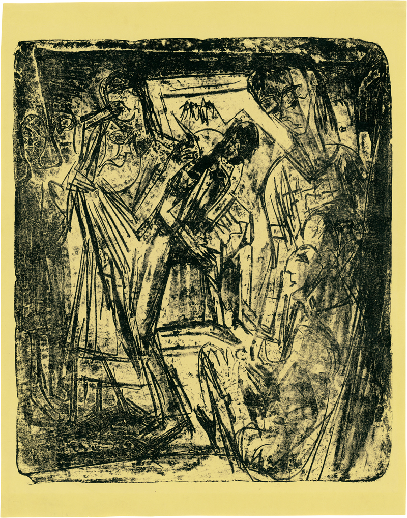 Lot 7065, Auction  127, Kirchner, Ernst Ludwig, Tanz in der Alp - Bauerntanz mit Handorgler (im Haus "In den Lärchen")