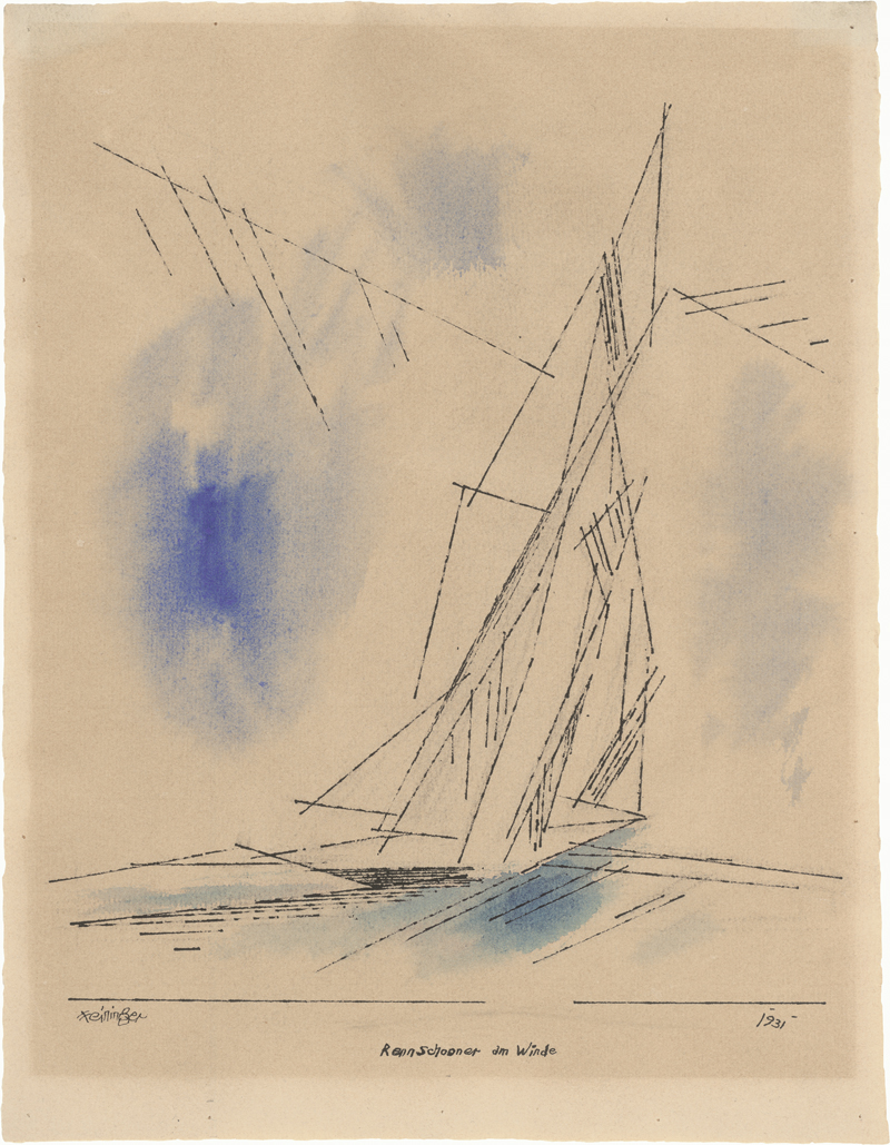 Lot 7101, Auction  127, Feininger, Lyonel, Rennschooner am Winde