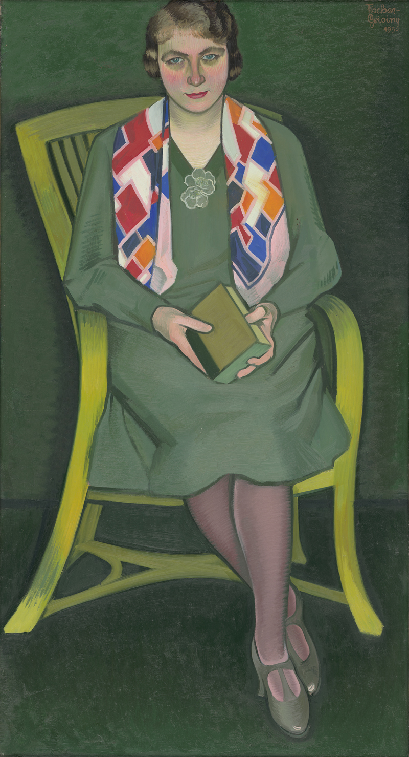 Lot 7132, Auction  127, Fischer-Geising, Heribert, Frau in Grün mit grünem Buch