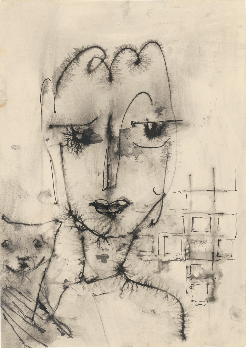 Lot 7162, Auction  127, Höch, Hannah, Weiblicher Kopf und Katze