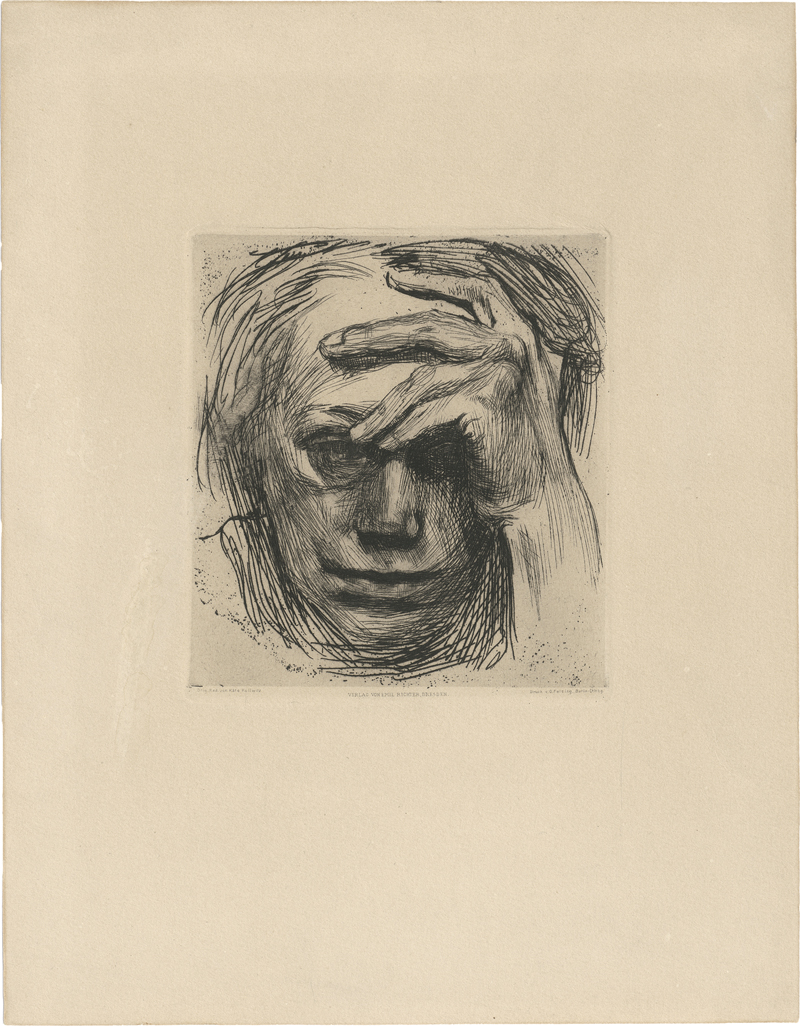 Lot 8054, Auction  127, Kollwitz, Käthe, Selbstbildnis mit der Hand an der Stirn