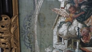 Los 1187 - S. Maria Laureta - Seidenmalerei mit in Silber und Farben auf dunkelgrünem Grund.  - 9 - thumb