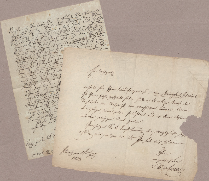 Lot 2388, Auction  128, Müller, Karl Ludwig Methusalem, Brief an einen Schriftsteller + Beigabe. 1827