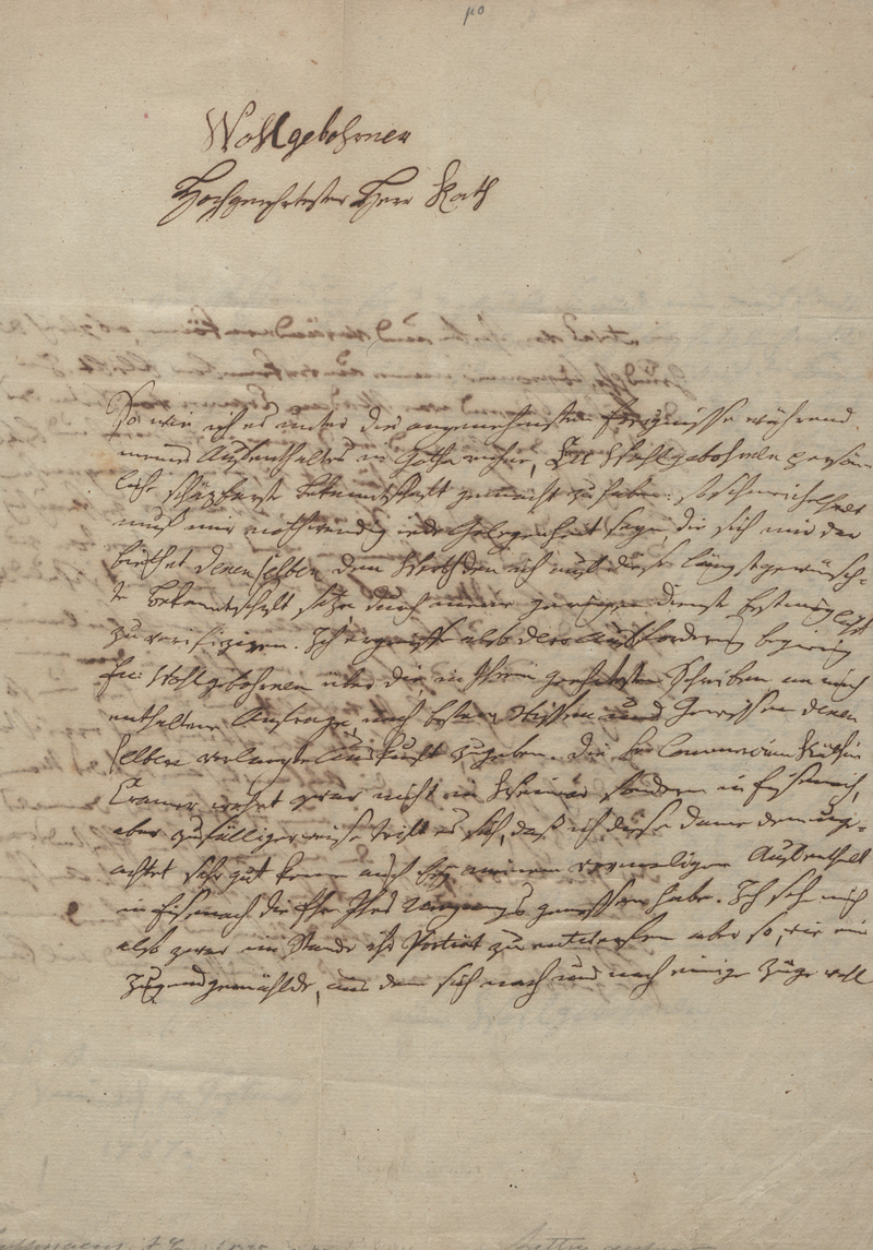 Lot 2391, Auction  128, Musäus, Johann Karl August, Brief an einen "Herrn Rath" über eine Dame in Eisenach. 1787