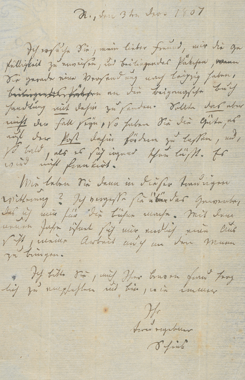 Lot 2412, Auction  128, Schink, Johann Friedrich, Brief an einen Freund. 1807