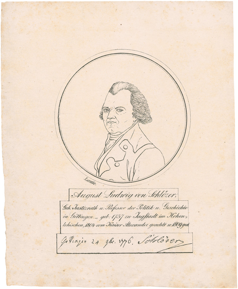 Lot 2415, Auction  128, Schlözer, August Ludwig von, Brief an einen Herrn. 1797