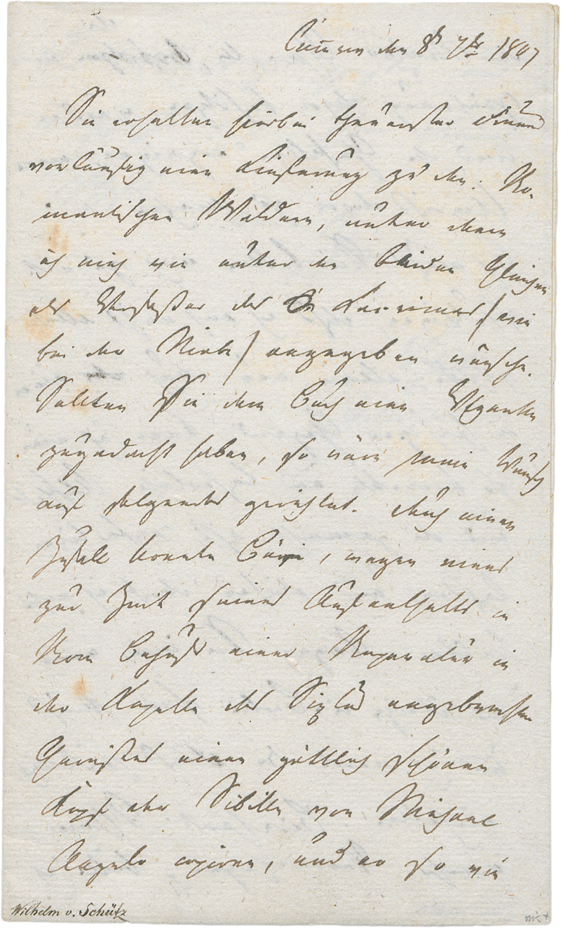 Lot 2425, Auction  128, Schütz, Wilhelm von, Brief an den Verleger Reimer wg seiner "Romantischen Wälder". 1807
