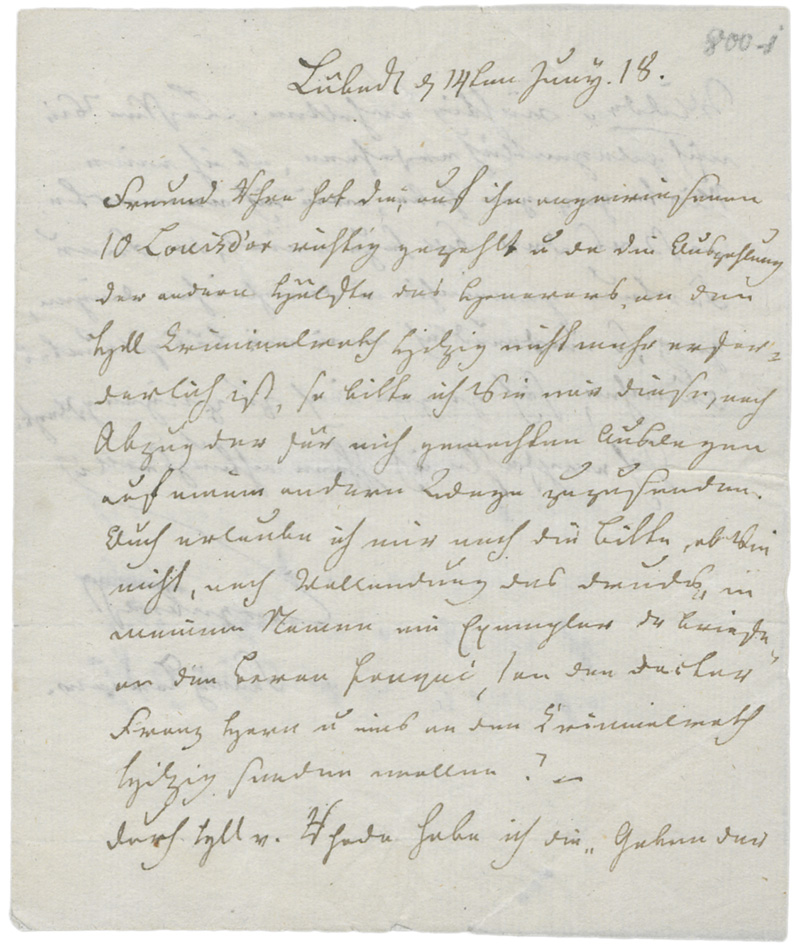 Lot 2432, Auction  128, Tarnow, Fanny, Brief an den Buchhändler Enslin über ihr Reisebuch. 1818
