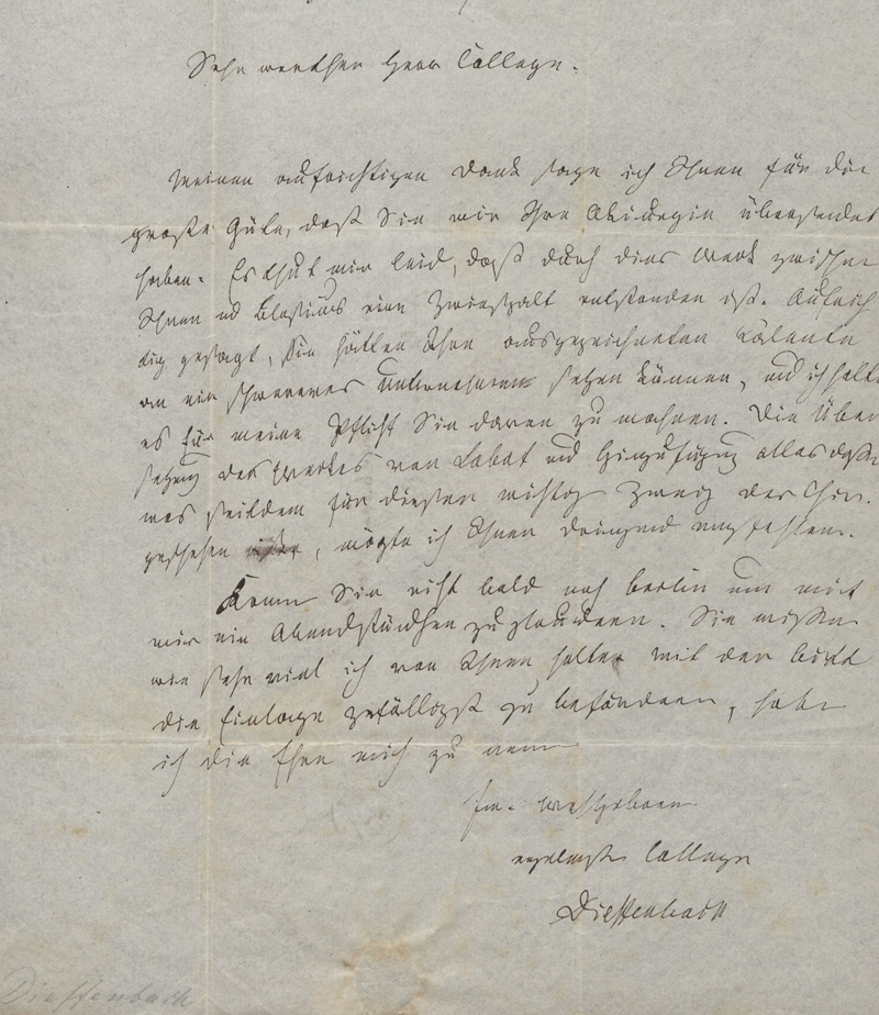 Lot 2443, Auction  128, Dieffenbach, Johann Friedrich, Brief an einen Kollegen in Wriezen. 1834