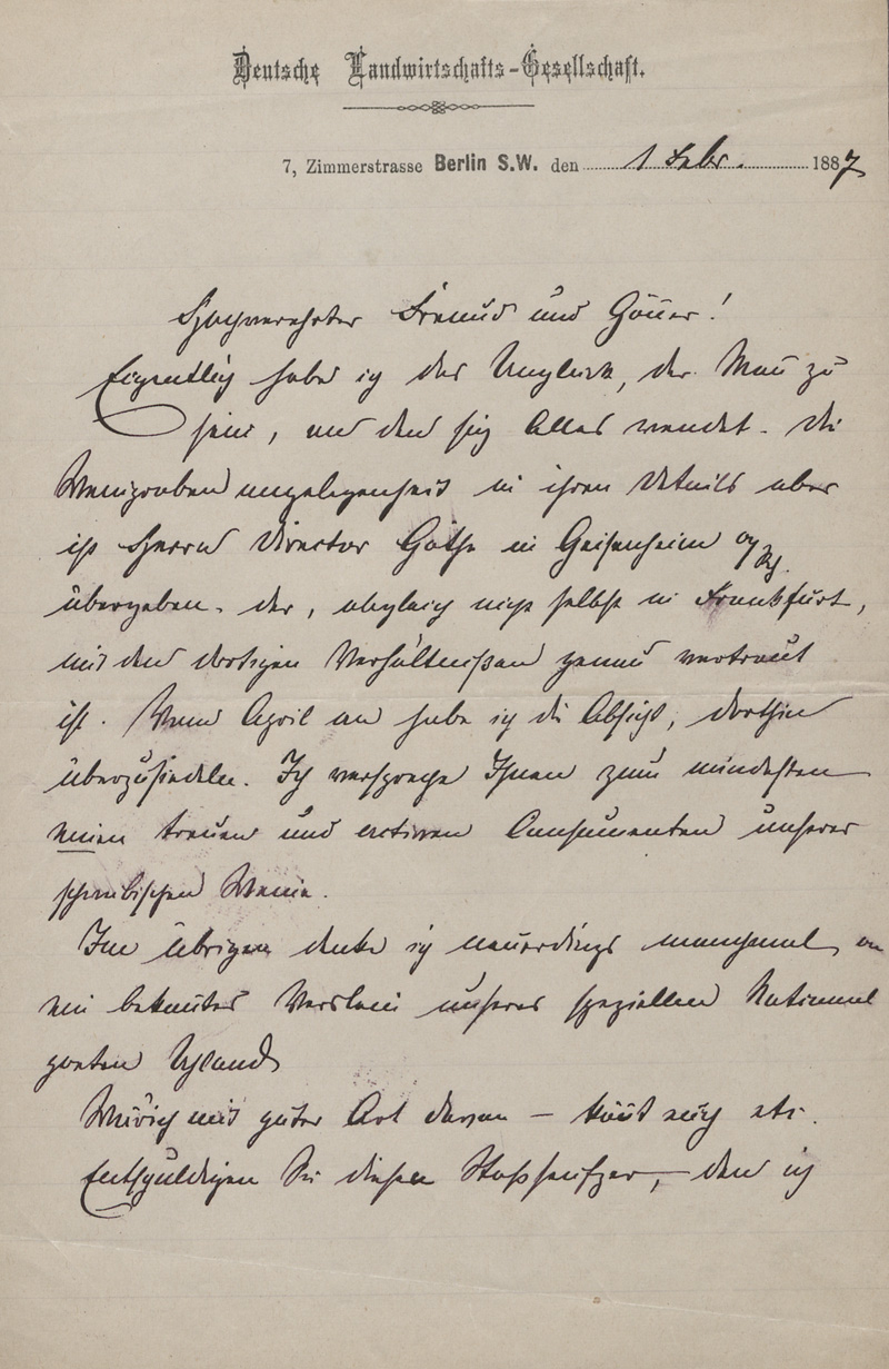 Lot 2448, Auction  128, Eyth, Max von, Brief an einen "Freund und Gönner". 1887