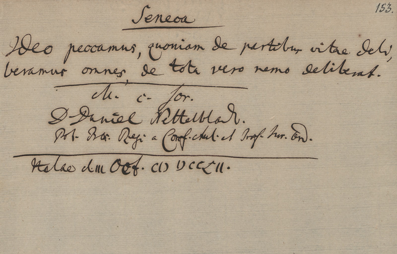 Lot 2457, Auction  128, Nettelbladt, Daniel, Albumblatt. Halle 1752