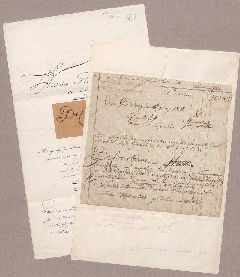 Lot 2467, Auction  128, Courbière, Guillaume René Baron de, Signierter Kosten-Anschlag zur Festung Graudenz. 1808