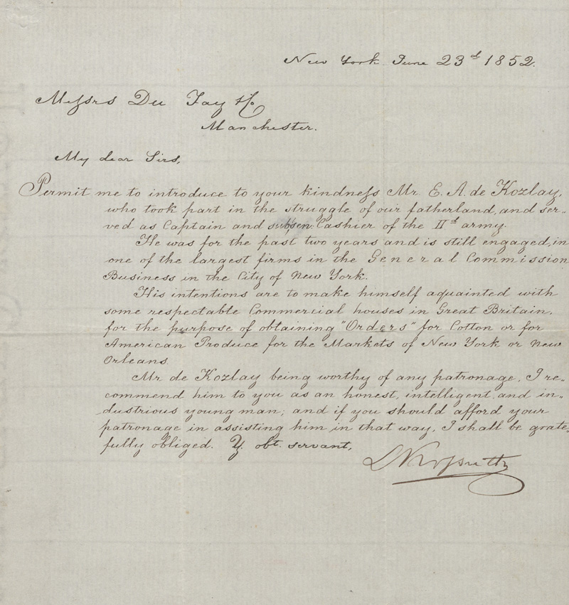Lot 2477, Auction  128, Kossuth, Lajos, Brief aus New York nach Manchester. 1852