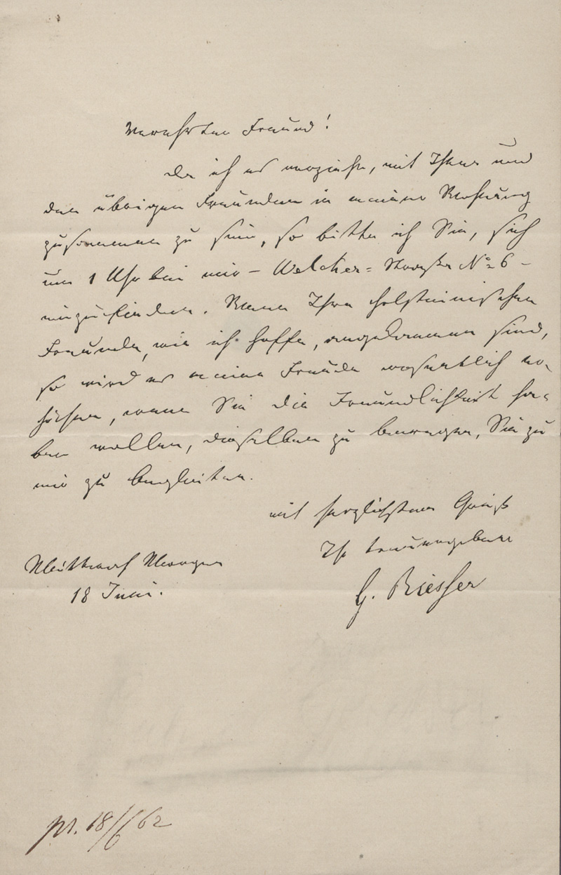Lot 2486, Auction  128, Riesser, Gabriel, Brief an einen Freund