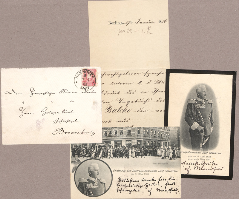 Lot 2491, Auction  128, Waldersee, Alfred Graf von, Eigenhänd. Brief an den Herzogl Kammerpräsidenten Griepenkerl in Braunschweig. 1883