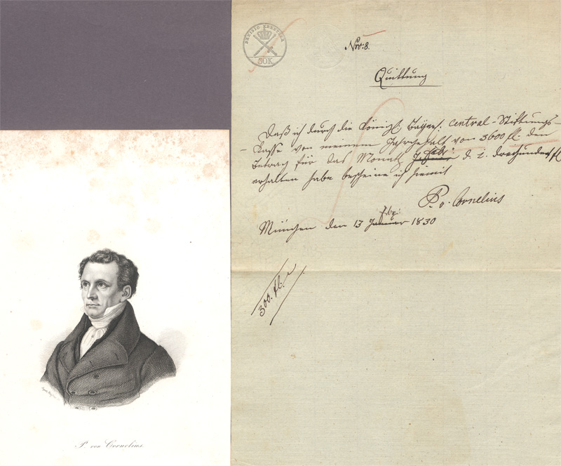 Lot 2499, Auction  128, Cornelius, Peter von, Gehalts-Quittung. München 1830