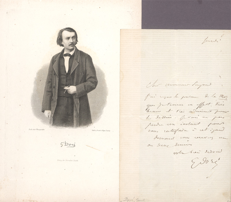 Lot 2501, Auction  128, Doré, Gustave, Brief an einen Herrn über ein künstlerisches Motiv. 1865